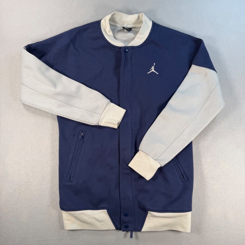 Vintage Jordan Brand Mens Bomber Jacket Navy Blue  Jumpman Logo Size Medium
